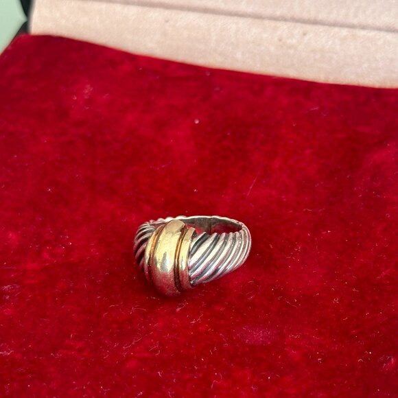David Yurman 18K Gold & Sterling Silver Dome Ring Cable Size 7 – Rare Find - Picture 2 of 8